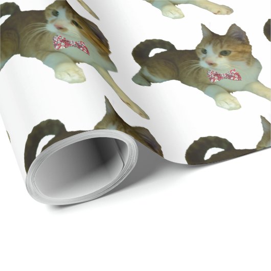 Katze mit Bogen-Krawatten-Verpackungs-Papier Geschenkpapier (Rolleneckpunkt)