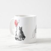 Katze mit Bonsai und Buddha-Zitat Kaffeetasse (Vorderseite Links)
