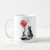 Katze mit Bonsai und Buddha-Zitat Kaffeetasse (Links)
