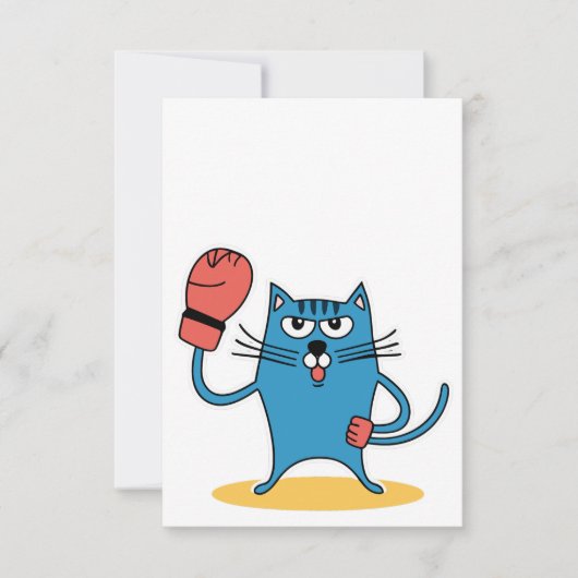 Katze mit Boxhandschuhen (Vorderseite)