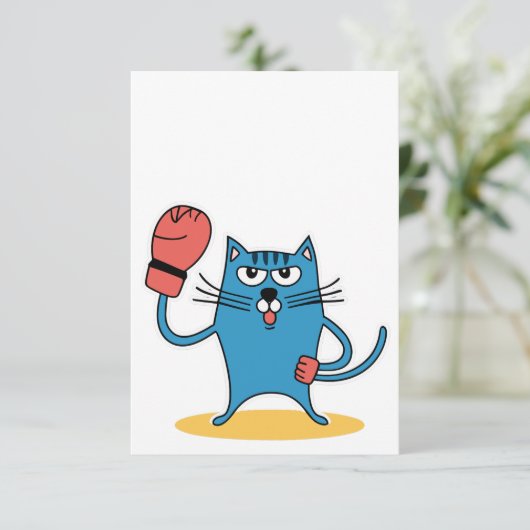 Katze mit Boxhandschuhen (Stehend Vorderseite)