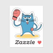 Katze mit Boxhandschuhen Aufkleber (Blatt)