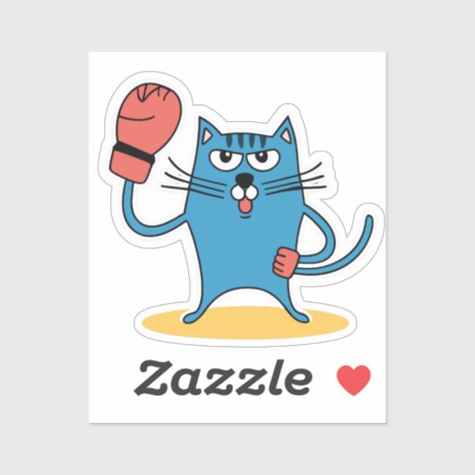 Katze mit Boxhandschuhen Aufkleber (Blatt)