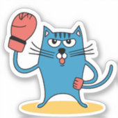 Katze mit Boxhandschuhen Aufkleber (Vorderseite)