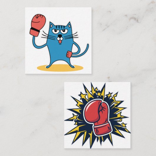 Katze mit Boxhandschuhen Begleitkarte (Vorne/Hinten)