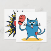 Katze mit Boxhandschuhen Einladung (Vorne/Hinten)
