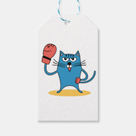 Katze mit Boxhandschuhen Geschenkanhänger