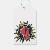 Katze mit Boxhandschuhen Geschenkanhänger (Rückseite)