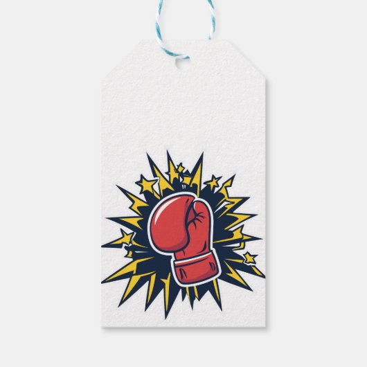 Katze mit Boxhandschuhen Geschenkanhänger (Rückseite)