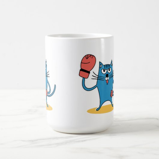 Katze mit Boxhandschuhen Kaffeetasse (Mittel)