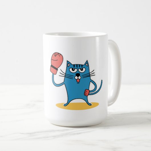 Katze mit Boxhandschuhen Kaffeetasse (VorderseiteRechts)