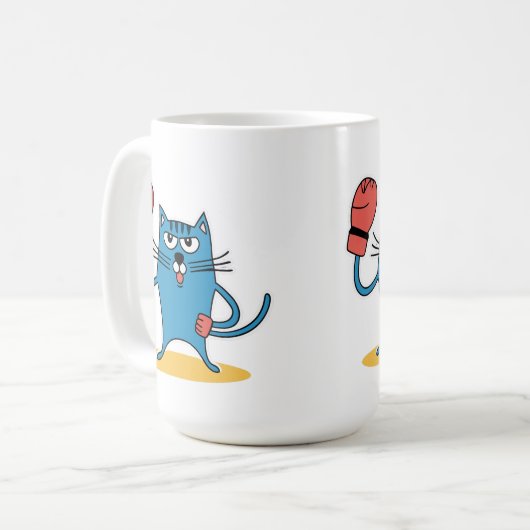 Katze mit Boxhandschuhen Kaffeetasse (Vorderseite Links)