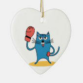 Katze mit Boxhandschuhen Keramik Ornament (Rechts)
