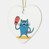 Katze mit Boxhandschuhen Keramik Ornament (Links)
