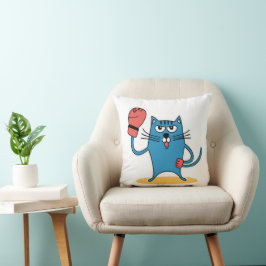 Katze mit Boxhandschuhen Kissen