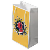 Katze mit Boxhandschuhen Kleine Geschenktüte (Rückseite Schrägansicht)