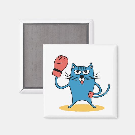 Katze mit Boxhandschuhen Magnet (Vorderseite/Rückseite)