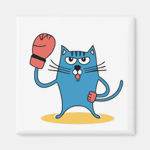 Katze mit Boxhandschuhen Magnet