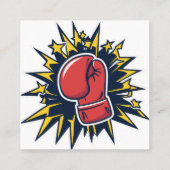 Katze mit Boxhandschuhen Quadratische Visitenkarte (Rückseite)