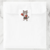 Katze mit Boxhandschuhen Quadratischer Aufkleber (Tasche)