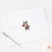 Katze mit Boxhandschuhen Quadratischer Aufkleber (Umschlag)