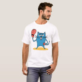 Katze mit Boxhandschuhen T-Shirt (Vorne ganz)