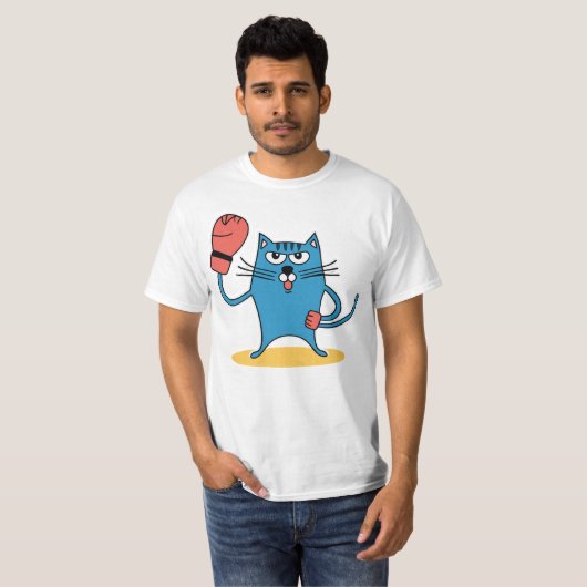 Katze mit Boxhandschuhen T-Shirt (Vorne ganz)