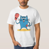 Katze mit Boxhandschuhen T-Shirt (Vorderseite)