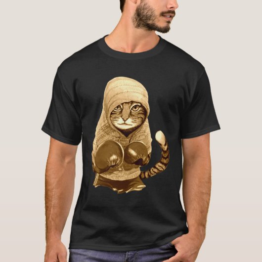 Katze mit Boxhandschuhen T-Shirt (Vorderseite)