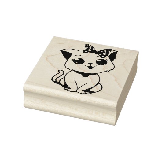 Katze mit Briefmarke aus Bow-Kautschuk Gummistempel (Stempel)