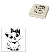 Katze mit Briefmarke aus Bow-Kautschuk Gummistempel (Stempel)