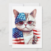 Katze mit Brille 4. Juli Einladungen (Rückseite)