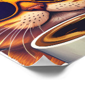 Katze mit Brille Kaffee trinken Poster (Ecke)
