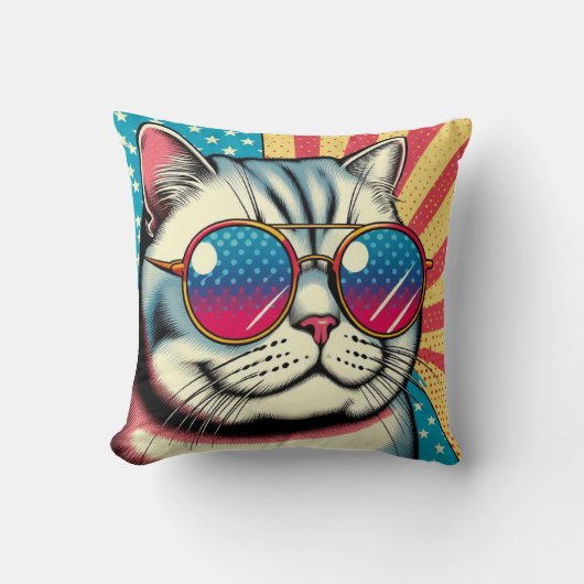 Katze mit Brille Kissen (Vorderseite)
