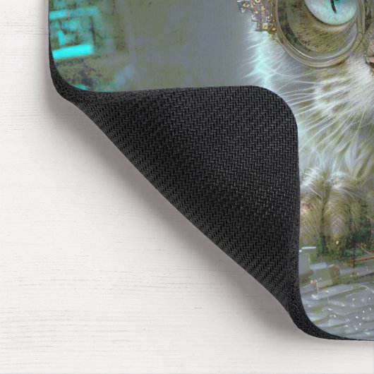 Katze mit Brille. Mousepad (Ecke)