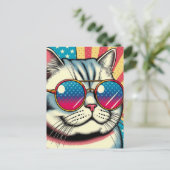 Katze mit Brille Postkarte (Stehend Vorderseite)