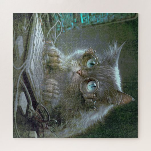 Katze mit Brille. Puzzle (Horizontal)