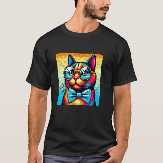 Katze mit Brille T-Shirt (Vorderseite)