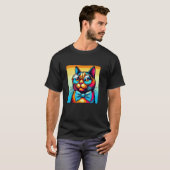Katze mit Brille T-Shirt (Vorne ganz)