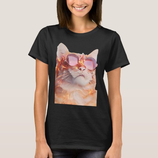 Katze mit Brille T-Shirt (Vorderseite)