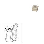 Katze mit Brille und Read-Zeichen Gummistempel (Stempel)