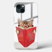 Katze mit Brille und Rotes Buch Case-Mate iPhone Hülle (Rückseite)
