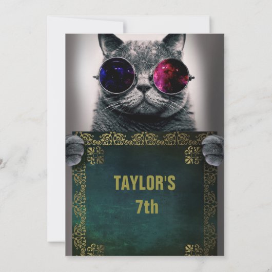 Katze mit Brillen-Party Einladung (Rückseite)