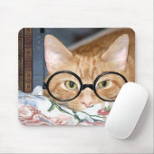 Katze mit Brillen und Büchern Mousepad (Mit Mouse)