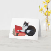 Katze mit Buchkarte Karte (Gelbe Blume)
