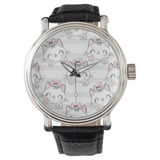 Katze mit Bugmuster Armbanduhr (Vorderseite)