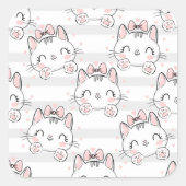 Katze mit Bugmuster Quadratischer Aufkleber (Vorderseite)