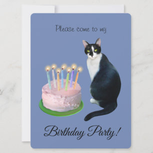 Katze mit Cake Geburtstagsparty Einladung