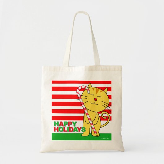 Katze mit Candy Cane Holidays Bag 1 Tragetasche (Vorne)