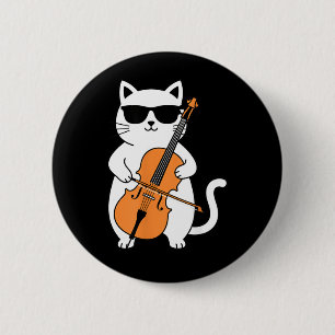 Katze mit Cello spielt Cello Lustiger Katzenmusike Button